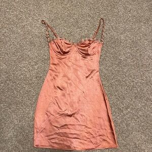 Princess Polly Coral Satin Dress